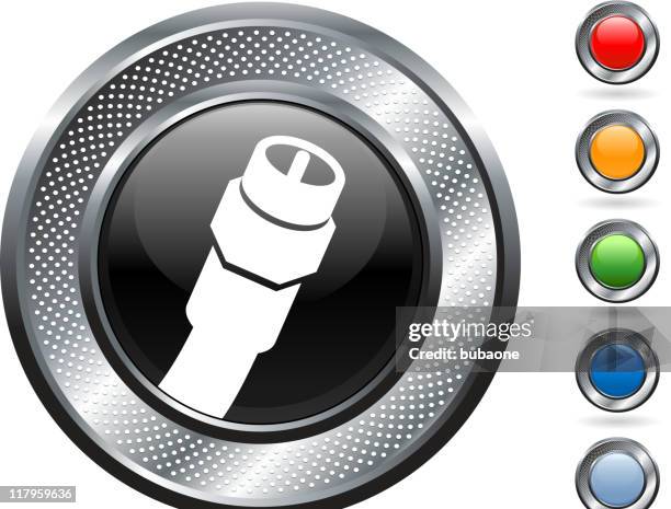 tv cable on metallic button - coaxial cable stock illustrations