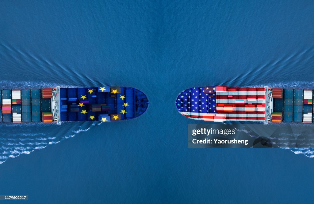 Trade war between EU and USA,concept photo