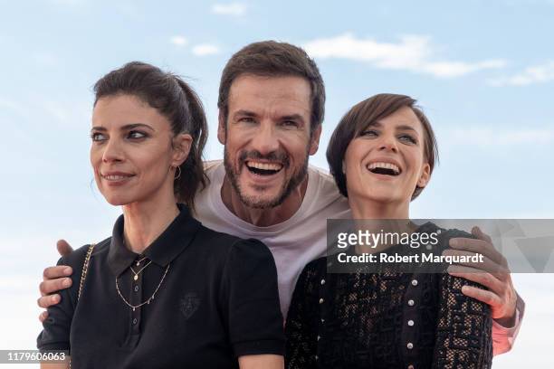 Maribel Verdu, Daniel Grao and Aura Garrido pose during a photocall for their latest film El Asesino de los Caprichos at the Sitges Film Festival...