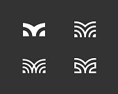 Set of letter M linear  icon design modern minimal style illustration. Set alphabet vector emblem sign symbol mark type
