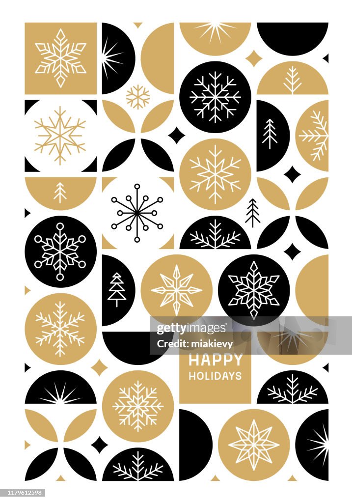 Happy Holidays Card mit Schneeflocken