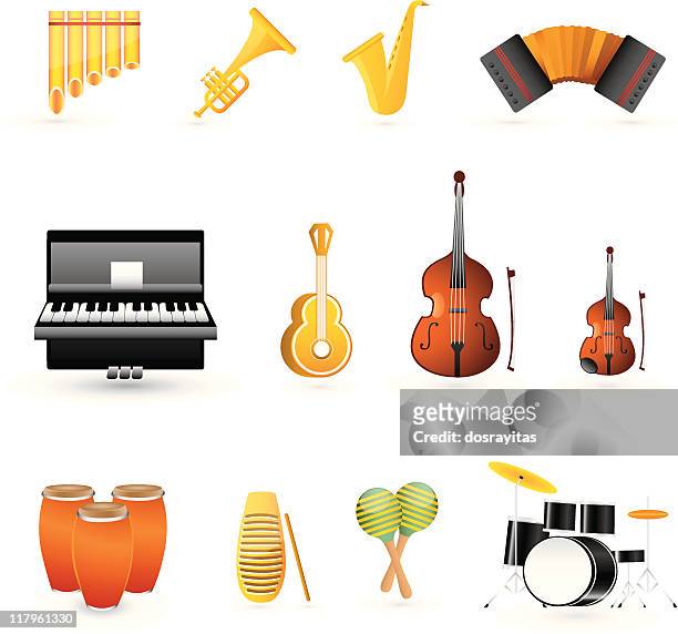 stockillustraties, clipart, cartoons en iconen met musical instruments - bandoneon