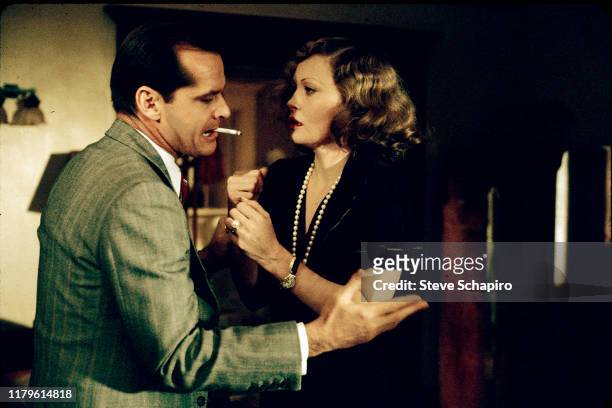 American actors Jack Nicholson and Faye Dunaway in a scene from the film 'Chinatown' , Los Angeles, California, 1973.