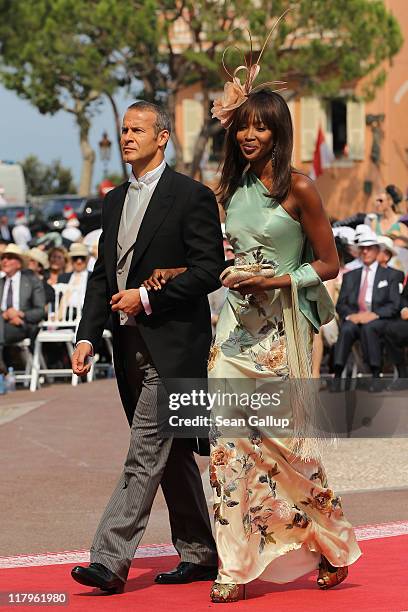 Vladislav Doronin and Naomi Campbell attend the religious ceremony of the Royal Wedding of Prince Albert II of Monaco to Princess Charlene of Monaco...