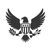 American Presidential National Eagle Sign on White Background. Vector