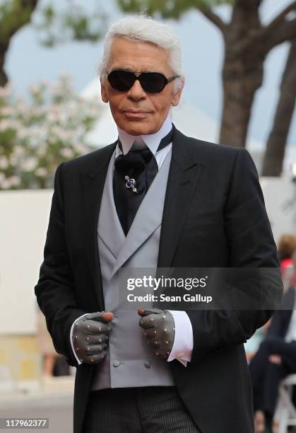 Karl Lagerfeld attends the religious ceremony of the Royal Wedding of Prince Albert II of Monaco to Princess Charlene of Monaco in the main courtyard...