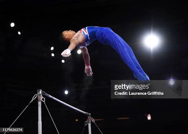 Joe Fraser of Great Britain competes on High Bar during Men's Qualification on Day 4 of the FIG Artistic Gymnastics World Championships on October...
