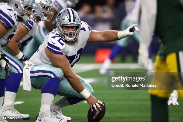 Travis Frederick of the Dallas Cowboys at AT&T Stadium on October 06, 2019 in Arlington, Texas.