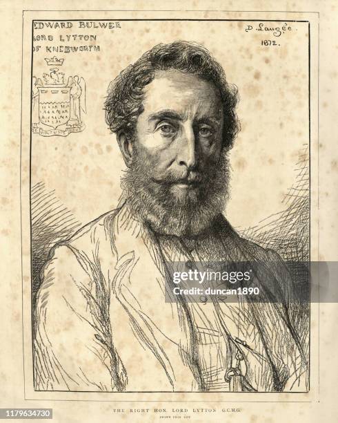 robert bulwer-lytton, 1st earl of lytton, 1872 - viceroy butterfly stock illustrations