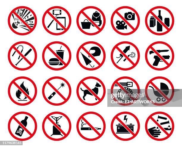 prohibition signs - forbidden icon stock illustrations