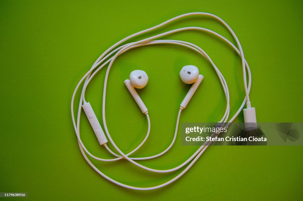 White earphones