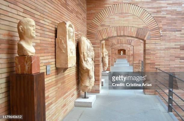 Roman sculptures in the Interior of the National Museum of Roman Art of Merida, Badajoz, Spain