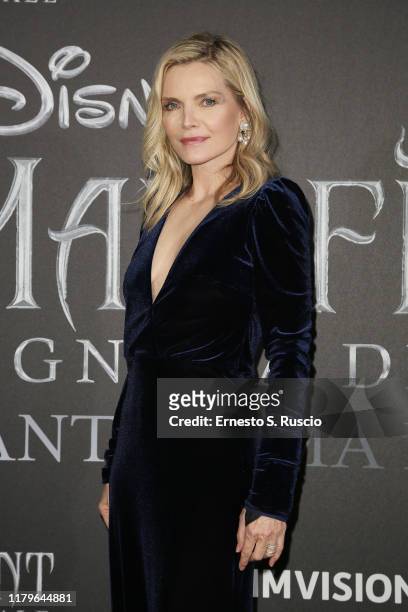 Michelle Pfeiffer attends the European premiere of the movie "Maleficent – Mistress Of Evil" at Auditorium della Conciliazione on October 07, 2019 in...