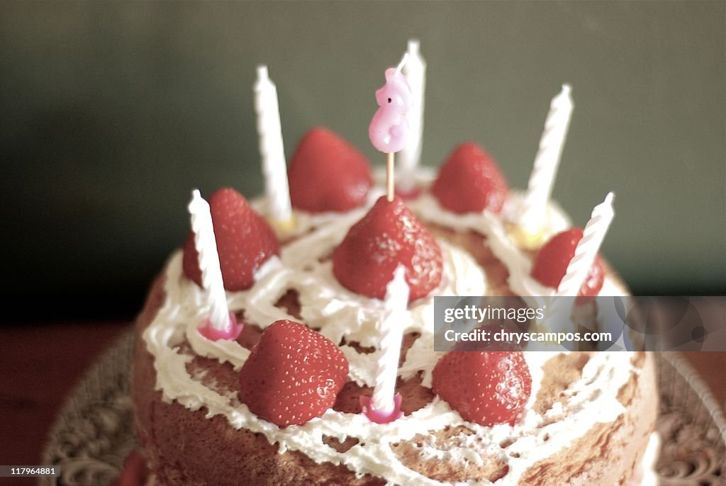 Strawberry cake with candles