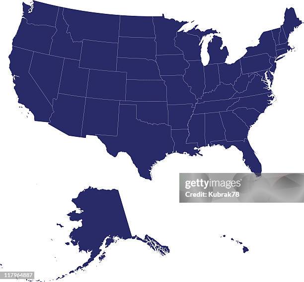 a map of the united states of america in blue - pennsylvania map stock illustrations