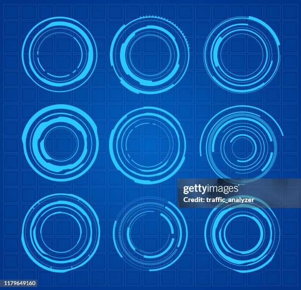 hud - fachkreise - hud grafische benutzeroberfläche stock-grafiken, -clipart, -cartoons und -symbole