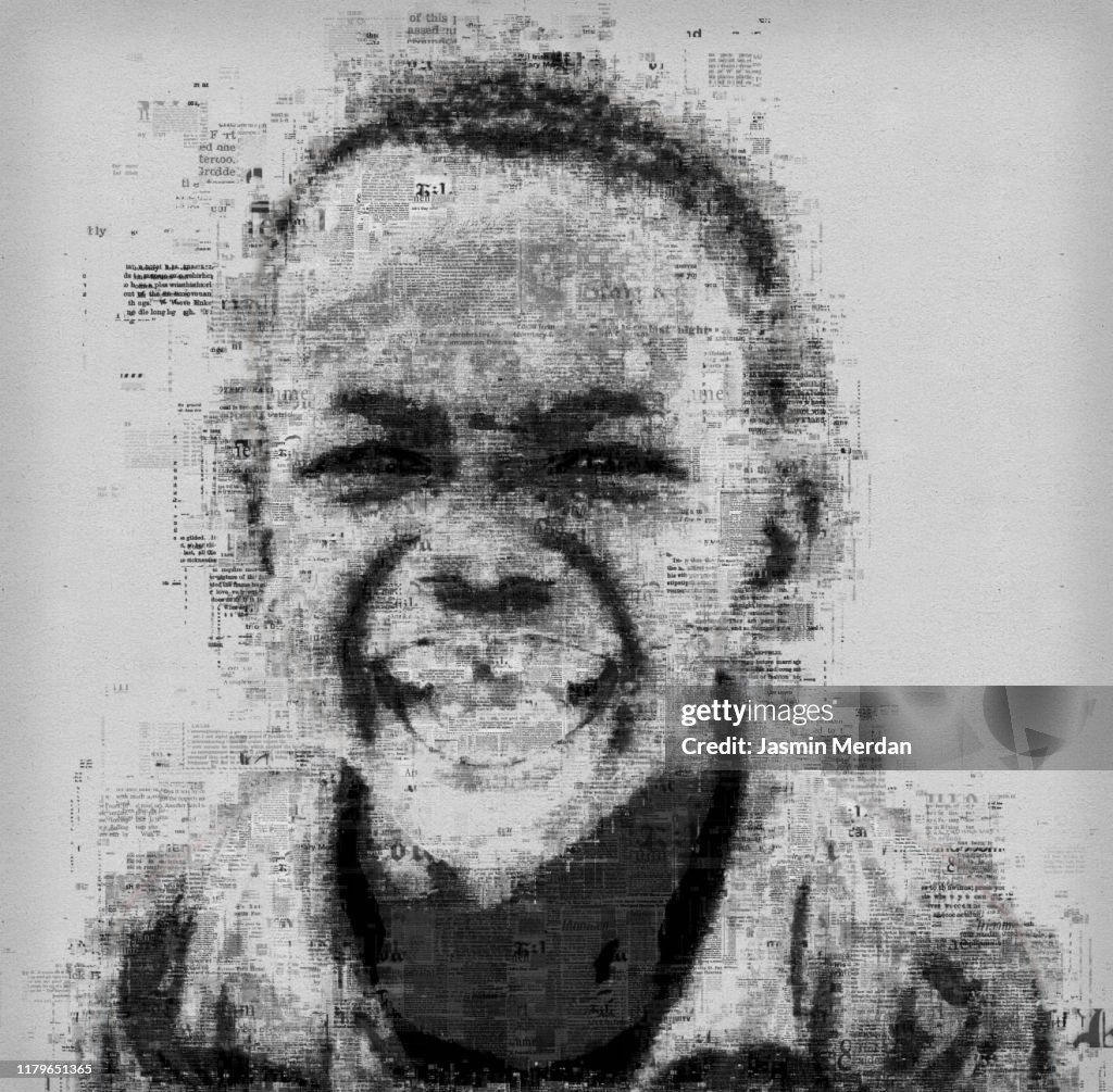 African boy newspaper creative portrait
