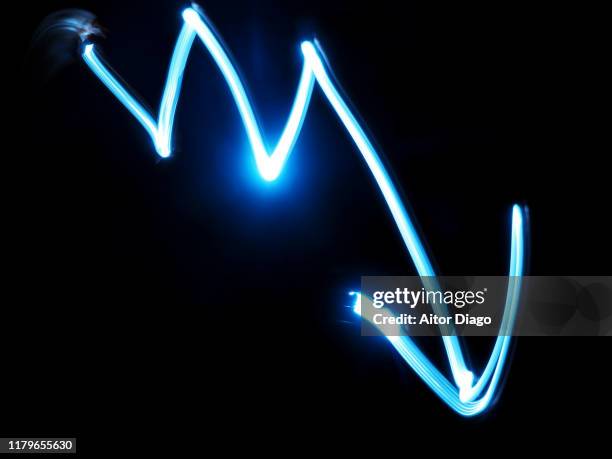 arrow pointing down. unstable moment, there is a crisis. - tariff stock pictures, royalty-free photos & images