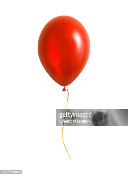 red balloon with yellow ribbon - cut out stock illustrations