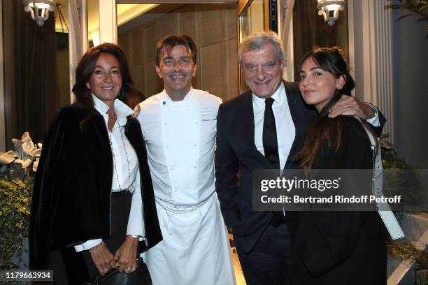 Katia Toledano, Chef Yannick Alleno, Chief Executive Officer of LVMH Fashion Group Sidney Toledano and Julia Toledano attend the Inauguration evening...