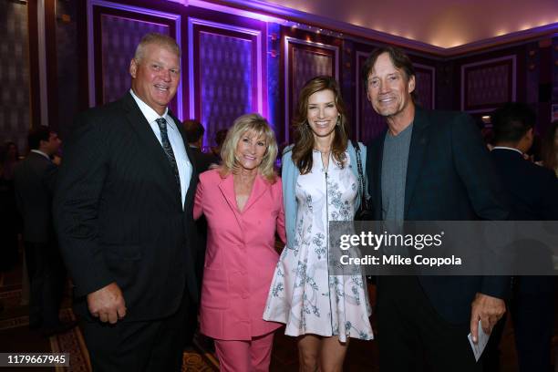 Jeff Dellenbach and Mary Dellenbach, Sam Sorbo, and Kevin Sorbo attend the Legends Reception during the 34th Annual Great Sports Legends Dinner To...