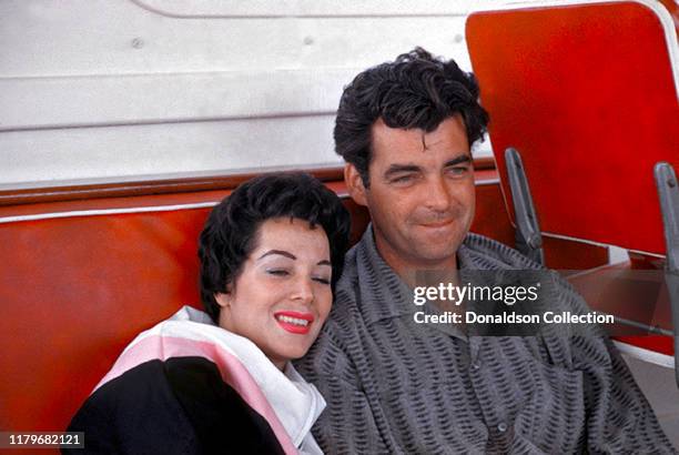 Rory Calhoun with his wife Lita Baron on their boat April 9,1956.