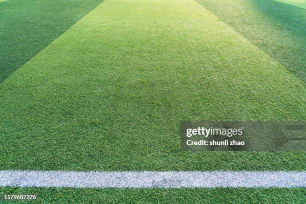 football green grass field - campo de rugby fotografías e imágenes de stock