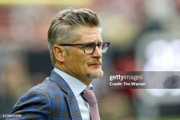 General manager Thomas Dimitroff of the Atlanta Falcons watches from the sideline during the game against the Houston Texans at NRG Stadium on...