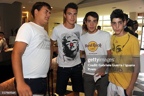 Matteo Darmian player of US Citta di Palermo poses with supporters at Montresor hotel in Verona on July 2, 2011 in Verona, Italy.