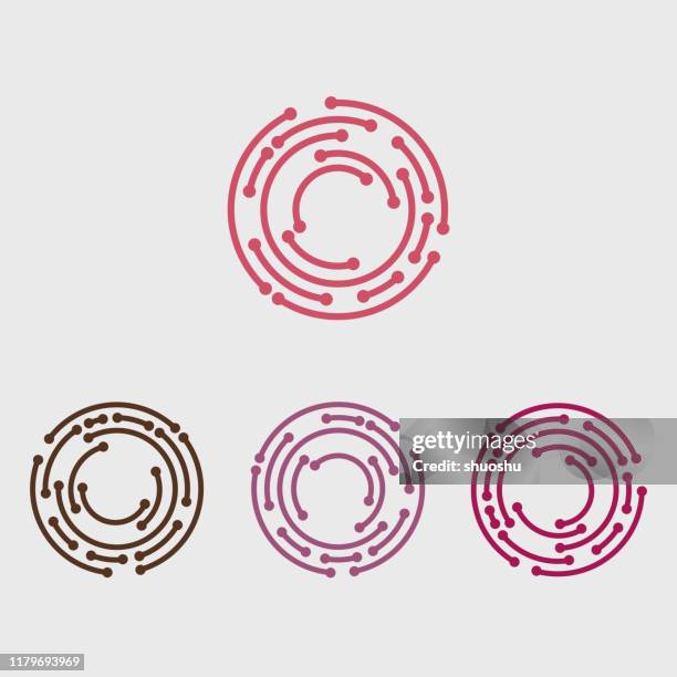 set of circle line fashion icon template - circuit board stock illustrations
