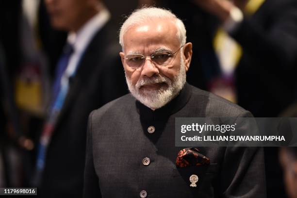 India's Prime Minister Narendra Modi attends the 16th ASEAN-India Summit in Bangkok on November 3 on the sidelines of the 35th Association of...