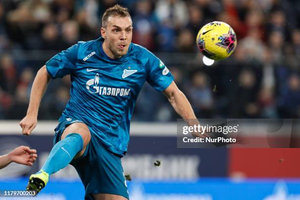 Artem Dzyuba of FC Zenit Saint Petersburg in action during the Russian Premier League match between FC Zenit Saint Petersburg and PFC CSKA Moscow on...