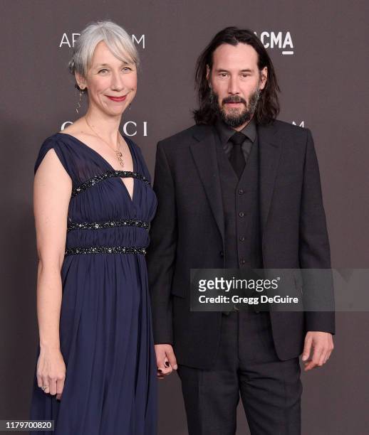 Keanu Reeves and Alexandra Grant arrive at the 2019 LACMA Art + Film Gala Presented By Gucci on November 2, 2019 in Los Angeles, California.