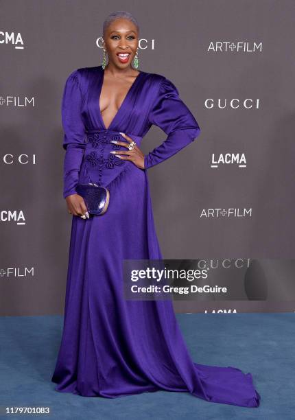 Cynthia Erivo arrives at the 2019 LACMA Art + Film Gala Presented By Gucci on November 2, 2019 in Los Angeles, California.