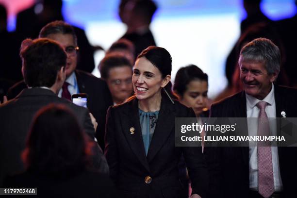 New Zealand's Prime Minister Jacinda Ardern leaves after delivering a keynote speech during the ASEAN Business and Investment Summit in Bangkok on...