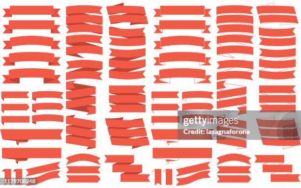 ilustrações de stock, clip art, desenhos animados e ícones de ribbon banner vector set - reto descrição física