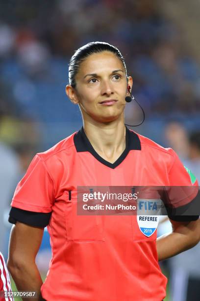 Referee Claudia Umpierrez looks on during the FIFA U-17 World Cup Brazil 2019 group D match between Senegal and Japan at Estadio Kleber Andrade on...