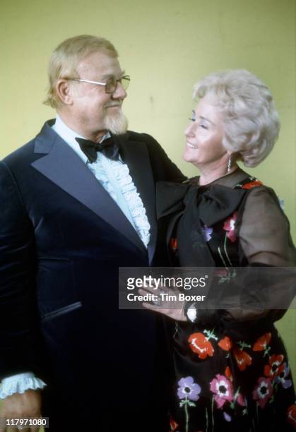 Portrait of American singer and actor Burl Ives and his wife Dorothy Koster Paul backstage at the 17th Grammy Awards, held at the Uris Theater, New...