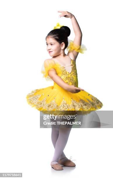 little ballet dancer - yellow dress stock pictures, royalty-free photos & images