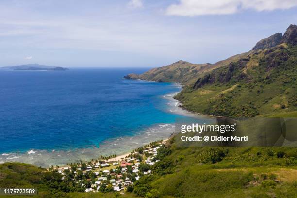 remote village on the yasawa island in fiji, in the south pacific ocean. - yasawa island group stock pictures, royalty-free photos & images