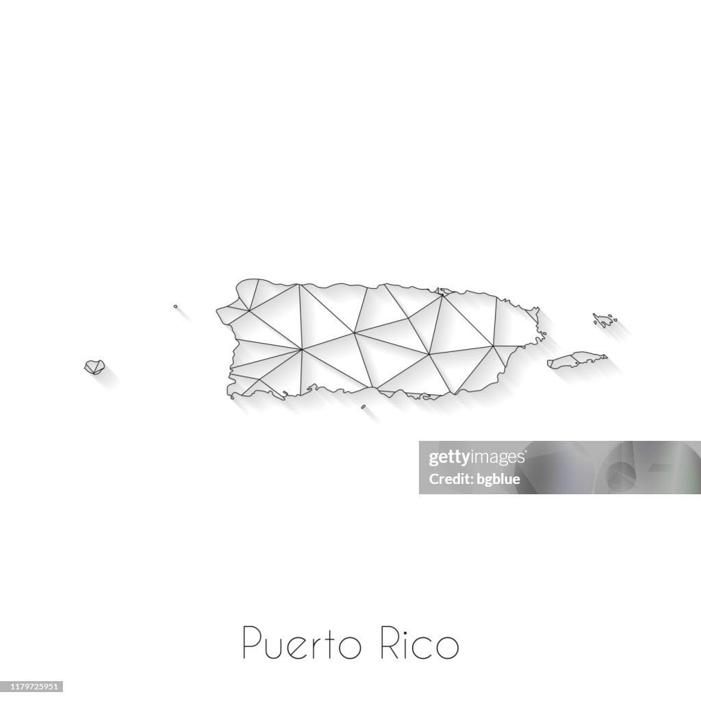 Puerto Rico map connection - Network mesh on white background