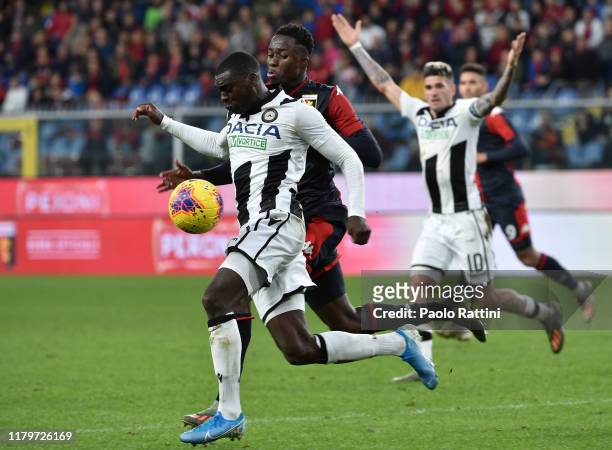 Ken Sema of Udinese Calcio in action during the Serie A match between Genoa CFC and Udinese Calcio at Stadio Luigi Ferraris on November 3, 2019 in...