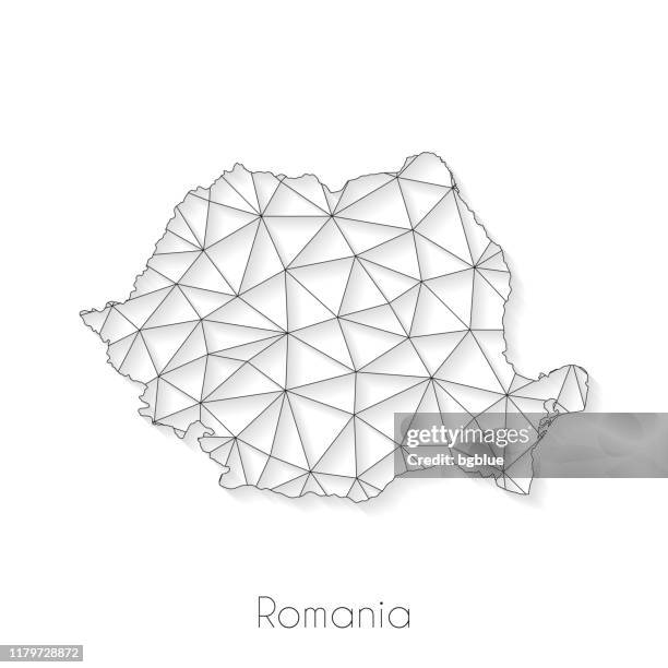 romania map connection - network mesh on white background - romania stock illustrations