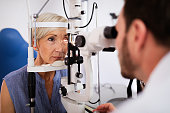 Health care, people, eyesight and technology concept