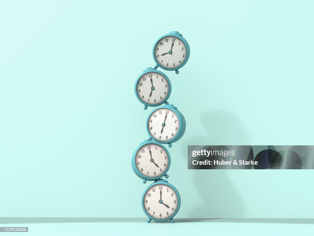 Stack of alarm clocks