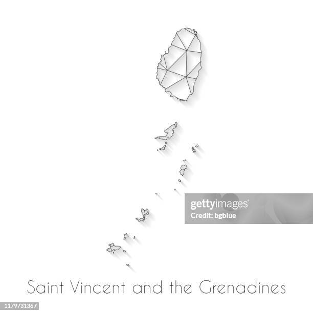 saint vincent and the grenadines map connection - network mesh on white background - tobago cays grenadines stock illustrations