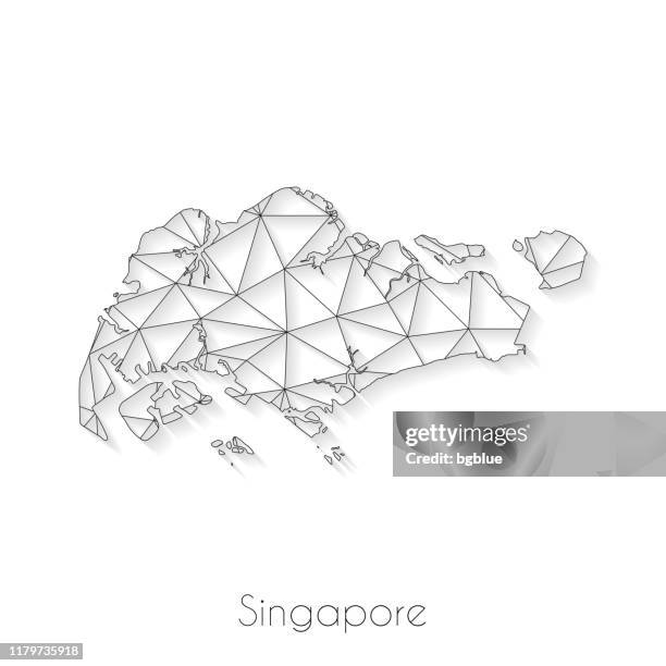 singapur-kartenverbindung - netzwerknetz auf weißem hintergrund - singapore map stock-grafiken, -clipart, -cartoons und -symbole