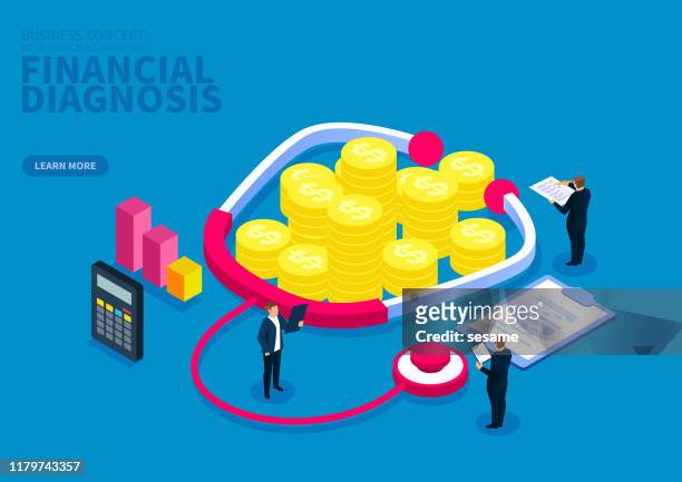 commercial financial diagnosis - financial figures accounting stock illustrations