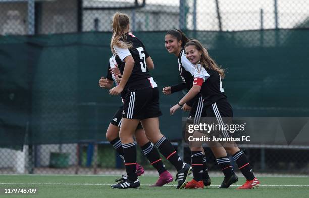 Chiara Beccari of Juventus celebrates goal with teammates during the Campionato Under 17 Femminile match between Juventus and Torino at Palisportiva...