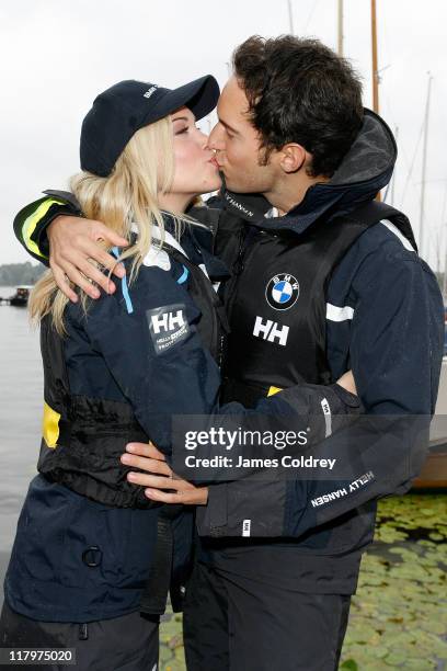 Actress Lara-Isabelle Rentinck and boyfriend Marc Philipp attend the 'BMW Sailing Cup' at Lake Wannsee on July 2, 2011 in Berlin, Germany.